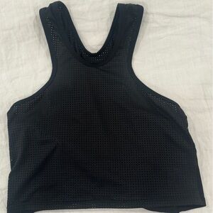 Bombshell mesh tank with tie in back.